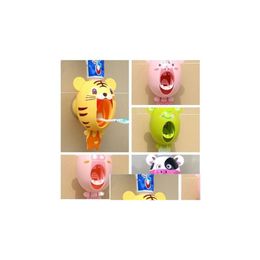 Toothbrush Holders Cute Cartoon Animal Matic Tootaste Dispenser Wall Mount Stand Bathroom Tooth Paste Dispensing Tool Tiger/Rabbit L Dhdx9