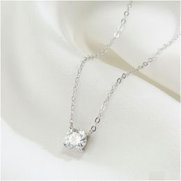 Pendant Necklaces Necklace For Women 1-2 Ct Sterling Sier Choker 18K White Gold Plated Gh Colour Lab Created Diamond Solitaire 221205 Otscf