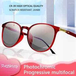 Sunglasses Pochromic Progressive Multifocus Reading Glasses For Women Multifocal Readers Lightweight TR90 Frame