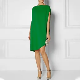 Party Dresses Yeezzi Urban Female Stylish Solid Color Slash Neck Elegant Dress 2024 Summer Short Sleeves Casual Mini For Women