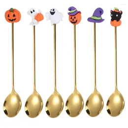 Coffee Scoops Halloween Spoons Stainless Steel Tea Spoon Pumpkin Ghost Charm Pendant Tableware