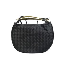 Stores are 85% off Small Crowd Bag Pu Soft Leather Woven Metal Handle Half Moon Single Shoulder Cross Body HandbagHXTF