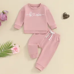 Clothing Sets 2Pcs Set Infant Baby Girl Clothes Long Sleeve Crewneck Sweatshirt Joggers Pants Valentines Day Outfit