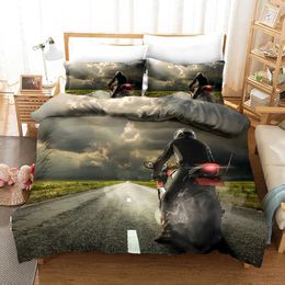 Bedding sets Duvet Cover Queen Motorcycle Bedding Set 3d Bed Linen Girls Full Size Bed Comforter Sets Twin Quilt Cover Set Bedspread Boys 3pc J240507