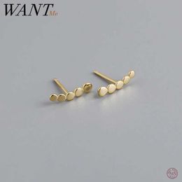 Stud WANTME 925 Sterling Silver Minimalist Disc Unique and Fashionable Womens Earstuds Earrings Bohemian Daily Earbone Perforated Jewelry Women Q240507