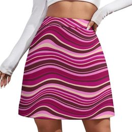 Skirts Colourful Striped Skirt Pink And Red Curves Modern Mini Summer High Waist Custom Aesthetic Casual 2XL 3XL 4XL