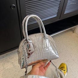 Evening Bags Mini Small Shell Bag 2024 Fashion Quality PU Leather Women's Rhinestone Tassel Handbag Crocodile Pattern Shoulder Crossbody