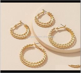 Hie Drop Delivery 2021 Trendy Ins Gold Textured Metal Geo Geometric Minimalism Hoop Earrings Set Korean Fashion Chic Women Party J8250691