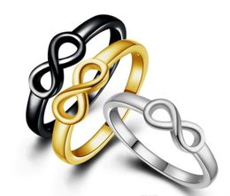 925 Sterling Silver plating Infinity Ring gold silvery black Band ring for Women Fashion Wedding Jewellery Gift MOQ 20 pcs size US 67606933