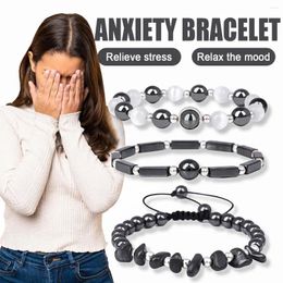 Link Bracelets 3pcs/Set Healing Stone Bracelet Set Natural Howlite Quartzs Beaded Yoga Energy Weight Loss Reiki Jewelry For Men Women