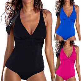 Women's Swimwear Solid Colour V Neck Bikini Gathering Multi String Swimsuit Men's Undershirt Yellow Shorts Maternity