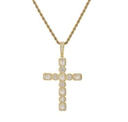 WholeSquare Zircon Cross Pendant Hiphop Rap DJ Singer Accessories Hip Hop Necklace6794416