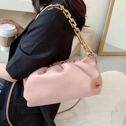 Shoulder Bags Gold Chain Women Crossbody PU Leather Female Handbags 2024 Summer Small Cloud Solid Color Cross Body Bag Green