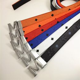 4.0cm wide designer belts for mens women belt ceinture luxe Coloured leather belt covered with brand logo print body letter M buckle summer shorts girdling