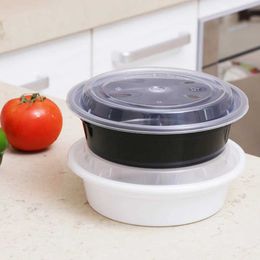 Disposable Dinnerware 10 pieces 720ML disposable plastic bowl takeout lunch box with lid circular Q240507