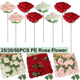 Decorative Flowers 25/30/50pcs Artificial Rose Flower Real Looking Fake Roses For DIY Wedding Bouquets Centrepieces Arrangements Party Home