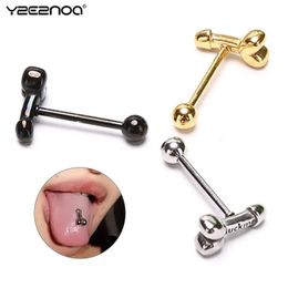 Unisex Stainless Steel Prevent Allergic Tongue Barbell Stud Punk Ring Piercing Body Jewelry 240429