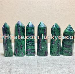 5Pcs Impressive Ruby in Zoisite Wand Natural Faceted Dt Healing Magic Crystal Point Anyolite Mineral Metaphysical Stone of Joy P8352337