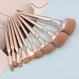 Makeup Brushes 9 professional portable makeup brushes eye shadow basic repair powder blusher facial concealer beauty tool set gold combination Q240507