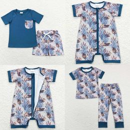 Clothing Sets Wholesale Baby Boys Sibling Outfits Boutique Kids Pyjamas Sleepwear Duck Print Rompers Summer Boy Clothes Set