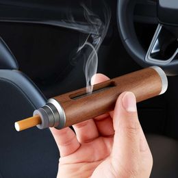 New Popular Ashtray Portable Less Walnut Wooden Car Cigarette Handheld Ashtray With Gift Box