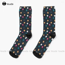 Women Socks Dark Meeple Pattern Bulk Personalised Custom Unisex Adult Teen Youth Halloween Christmas Gift Fashion