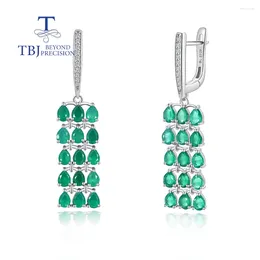 Dangle Earrings Elegant Long Clasp Natural Green Agate Gemstone 925 Sterling Silver Luxury Jewellery For Women Gift TBJ 2024 Arrival