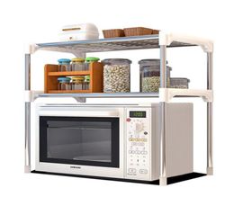 Hooks Rails Over The Rack Stainless Steel Storage Bath Shelf Kitchen Tableware Microwave Oven Stand Home Office Organiser Holder3563959