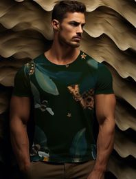 2024 New Men's T-shirt Bee Print Quick Drying Short sleeved Cotton Top Slim Fit Urban Fashion Summer Top Size s-4XL DDTXA69