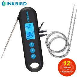 Grills INKBIRD Digital Meat Thermometer 2 Sec Instant Readout IHT2PB With External Probes Bluetooth Backlight Display For Grilling BBQ