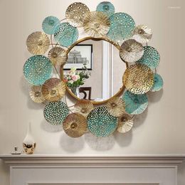 Decorative Figurines Big Wall Mirror With Frame Metal Round Home Decor Living Room Large Hanging Retro 1413194549