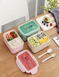 Healthy Material Lunch Box 3 Layer 900ml Wheat Straw Bento Boxes Microwave Dinnerware Food Storage Container Lunchbo8712010