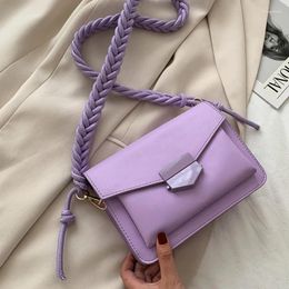 Shoulder Bags Fashion Small For Women Weave Strap Crossbody Flap Messenger Bag Purse Solid Colour Female Handbag PU Leather Pouch