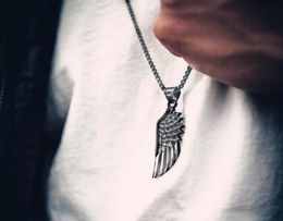 Pendant Necklaces 2021 Classic Feather Necklace Men Simple Stainless Steel Box Chain Long For Jewellery Gift2216818