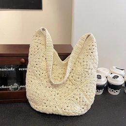 Shoulder Bags French Hollowed Out Grass Woven Bag Sweet And Temperament Solid Color Large Capacity Tote Handbag
