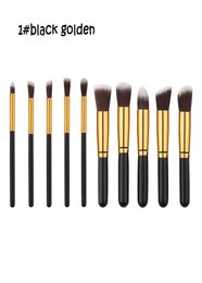 10pcsset Pro Makeup Brushes Set Foundation Blending Powder Eyeshadow Contour Concealer Blush eyebrow brush mini golden black desi8417972