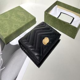 Women's mens Designer Wallets Marmont Five card compartments With box key wallet Card Holder Genuine Leather CardHolder Luxury ori 2114