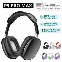 Headsets New P9 Pro Max wireless Bluetooth earphones noise cancelling microphone pod sports gaming earphones J240508