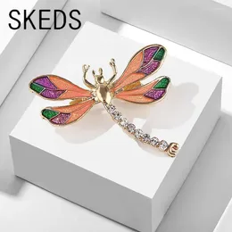 Brooches SKEDS Women Men Fashion Colorful Enamel Dragonfly Crystal Badges Pins Creative Exquisite Insect Series Unisex Buckles