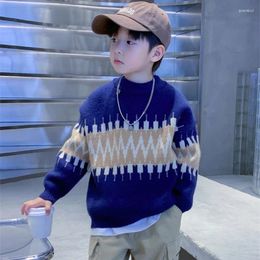 Clothing Sets Boys Sweater Wool Coat Kids Tops Knitting 2024 Blue Spring Autumn Plus Thicken Cottons Pullover Teenagers Children's