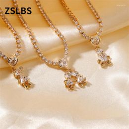 Chains ZSLBS 1 Piece Of Japanese And Korean Exquisite Fashion Geometric Love Copper Necklace Jewellery
