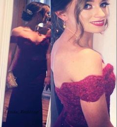Long South African Mermaid Lace Appliques Wine Red Prom Dress Beautiful Maroon Formal Evening Party Gown Custom Made Plus Size1109320
