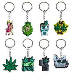 Keychains Lanyards New Green Plants 12 Keychain Key Pendant Accessories For Bags Car Bag Keyring Cool Backpacks Suitable Schoolbag Cha Otxum