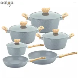 Cookware Sets Stone Wok Marble Non-Stick Frying Pan Milk Pot Soup Set Universal Induction Cooker Pots And Pans