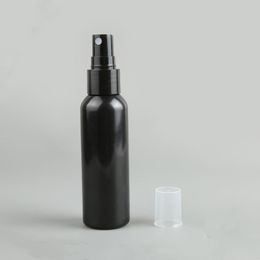 2 OZ 60ml Cylindrical Round Shoulder PET Black Plastic Spray Bottle With Black Fine Spray Head