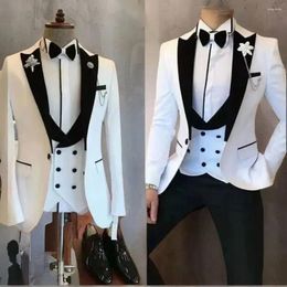 Men's Suits DV069 Slim Fit 3 Piece Italian Style For Wedding Groomsmen Grom Tuxedo Jacket With Double Breasted Vest Pants