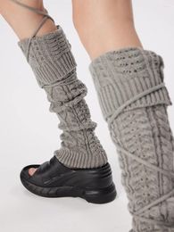 Women Socks Women's Lace-up Foot Sock Knitted Bunching All-Match White Leg Warmer Twist