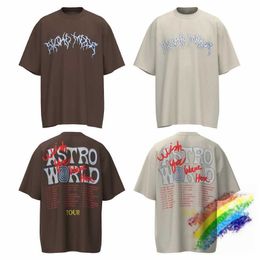 Men's T-Shirts Lightning Printing Puff Print T Shirt Men Women Apricot Brown Oversize T Tops T240508