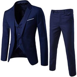 Setwell Male Three pieces Mens Suits Slim Fit Single Breasted Men Wedding Suits Custom Made Wedding Tuxedo Suit Sets Vest Pants Blazer 238m