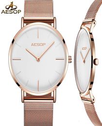 AESOP 7mm Ultra thin Women Ladies Quartz Women039s Bracelet Watches Gold Mesh Steel Strap Woman Wrist Watch Luxury reloj mujer 4780343
